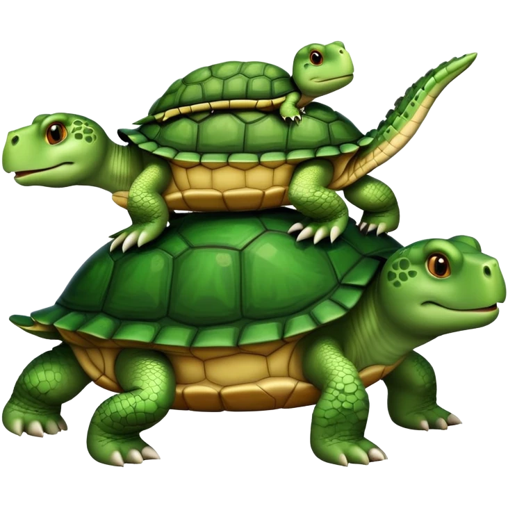 Turtle sitting on the back of a crocodile emoji