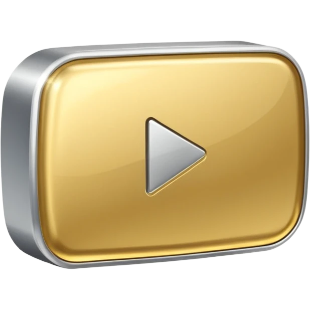YouTube golden play button with silver edges. make it caricature type emoji