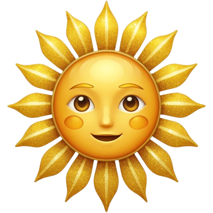 sun in 2d golden glitter in colour without face emoji