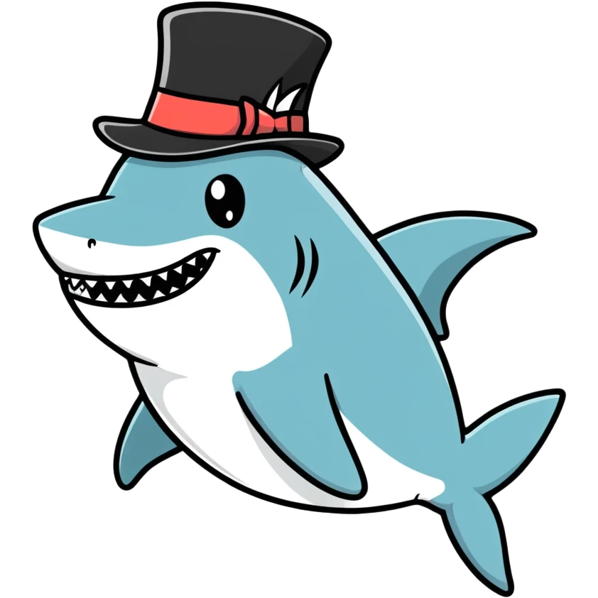 Shark with a top hat emoji