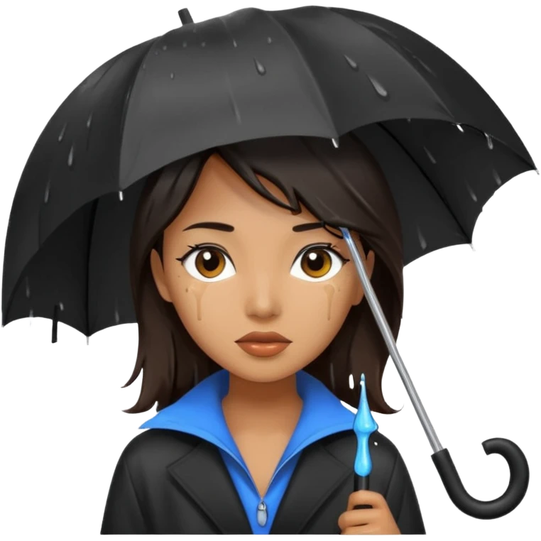 she getting wet (umbrella, dripping dark hair) emoji