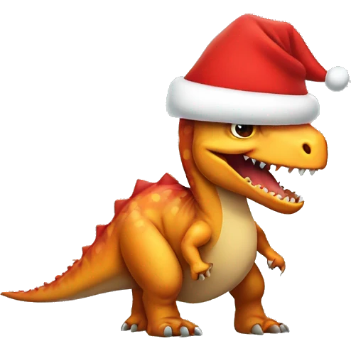 Dino wearing Santa hat emoji