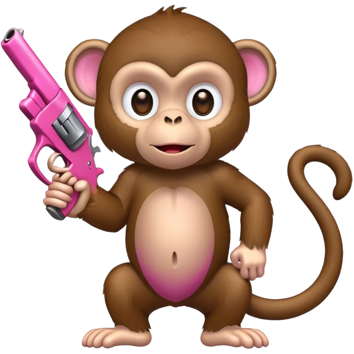 A monkey holding a pink gun emoji