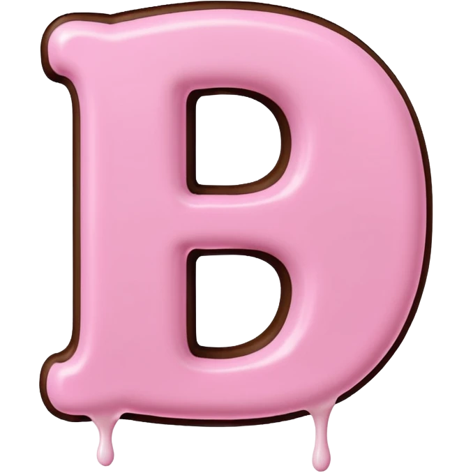 “Single pink bubble letter d, white outline, bottom dipped in chocolate with pink frosting drizzle, kawaii style, glossy, soft shading, clean outline, transparent background, Discord emoji size” emoji