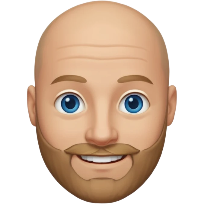 Bald man with dark blonde beard and blue eyes emoji