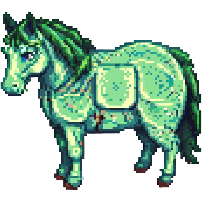 green horse pixel art chubby proportions emoji