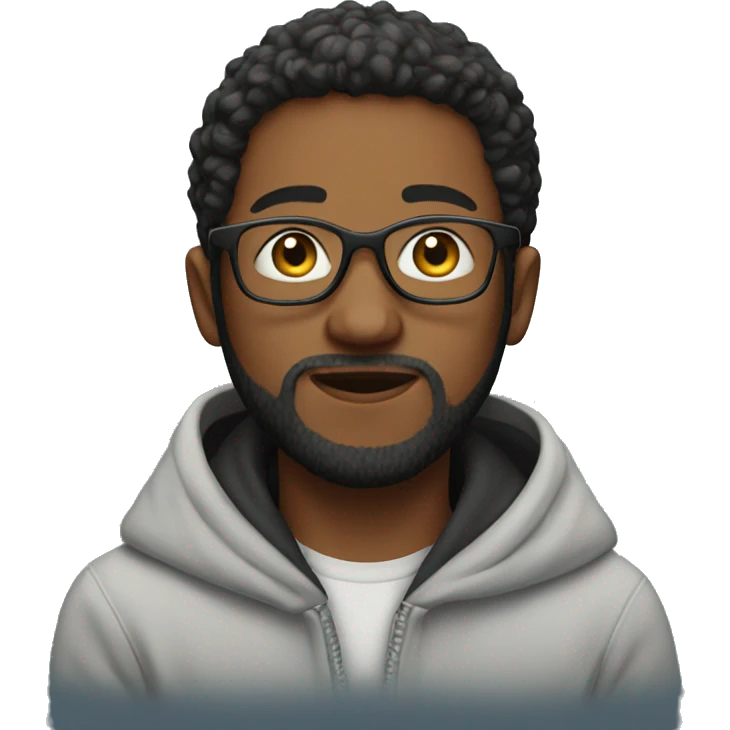 One boy in a hoodie with glasses and beard emoji