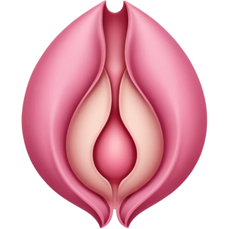 beigey pink vulva appearing moist, round pink clitoris at the top, no face, make it narrow and slim, marquis shape, vertical line in the middle  emoji