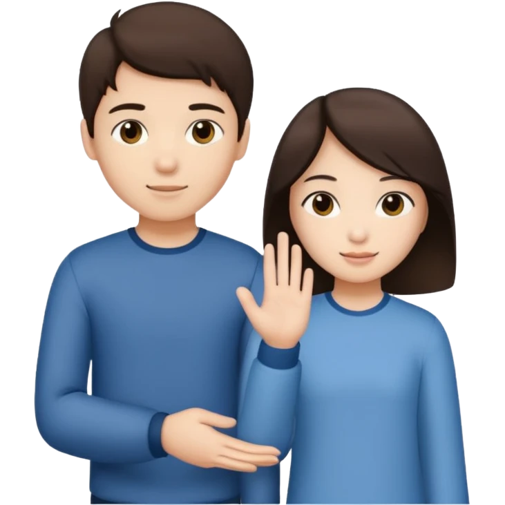 brunette boy holding Asian girl’s hand emoji