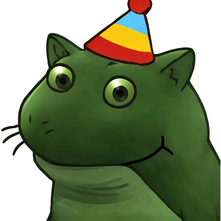 Black cat in birthday hat emoji