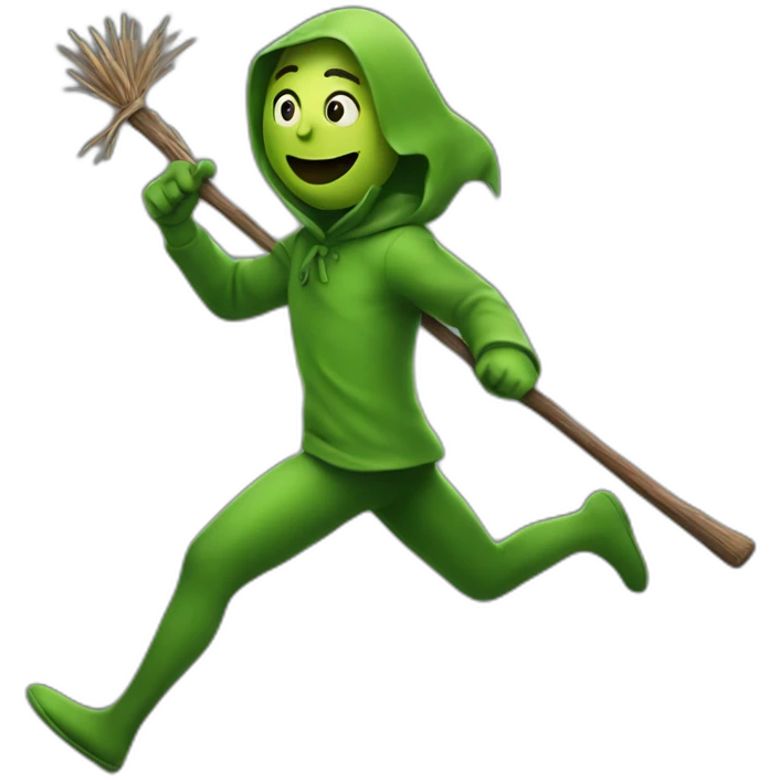 A green person holding a stick and running after a thief emoji