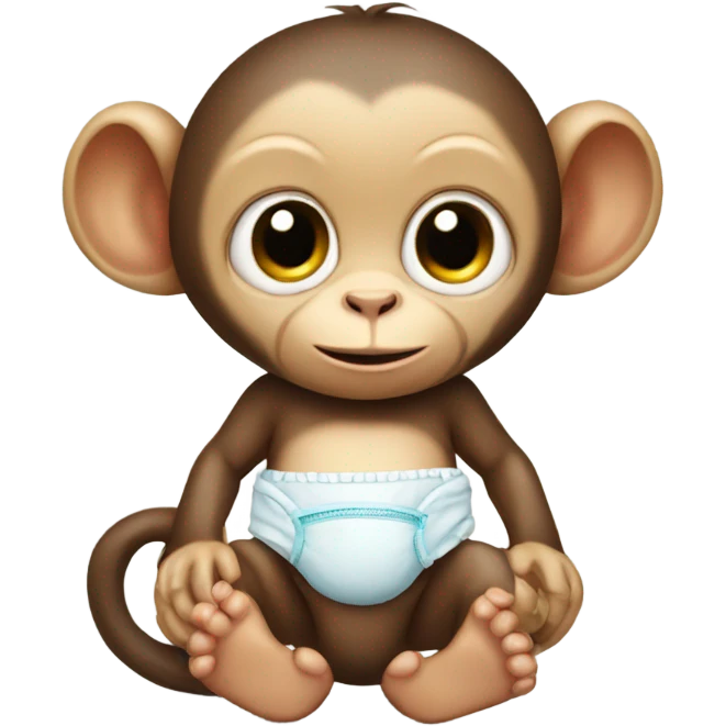 tiny baby monkey with diaper and paci emoji
