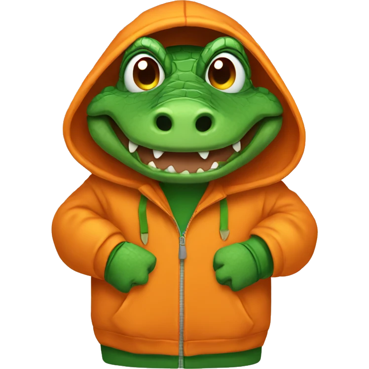 Alligator in a orange hoodie  emoji