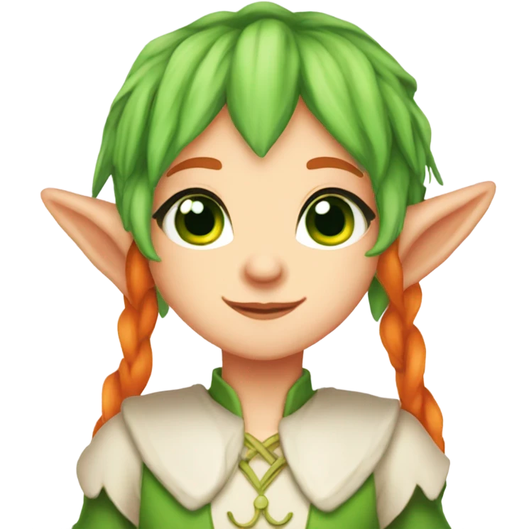 Cute pale princess elf ears green eyes red/orange hair emoji