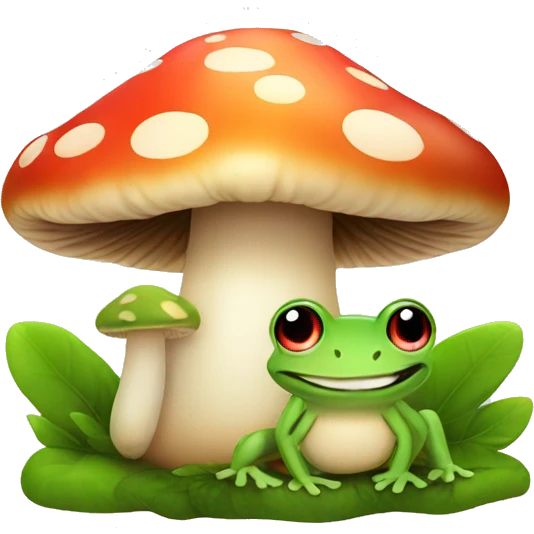 mushroom with frog on top, cute emoji