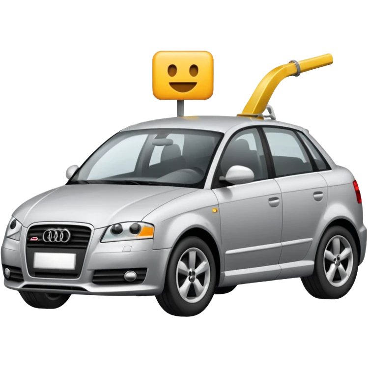 emoji of a car audi a3 being towed emoji