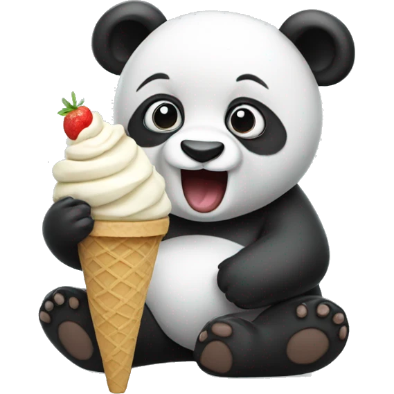 Panda eating ice cream emoji