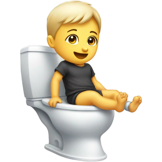 A baby riding on a toilet with wheels  emoji