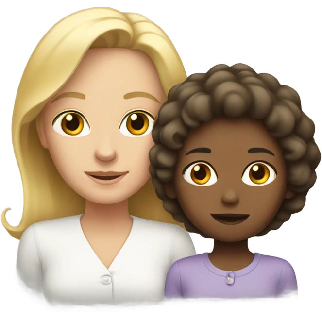 White mom and daughter emoji
