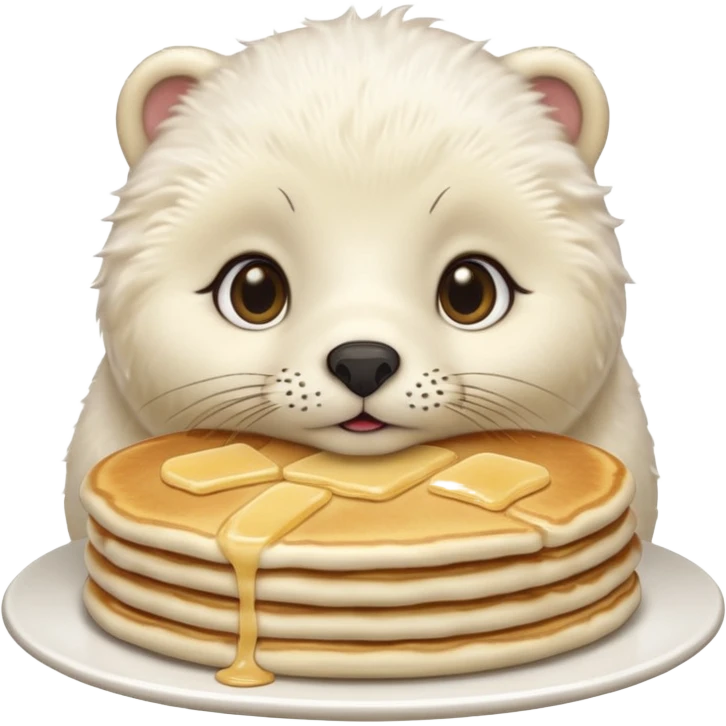 SnowWhite seal eating pancakes emoji