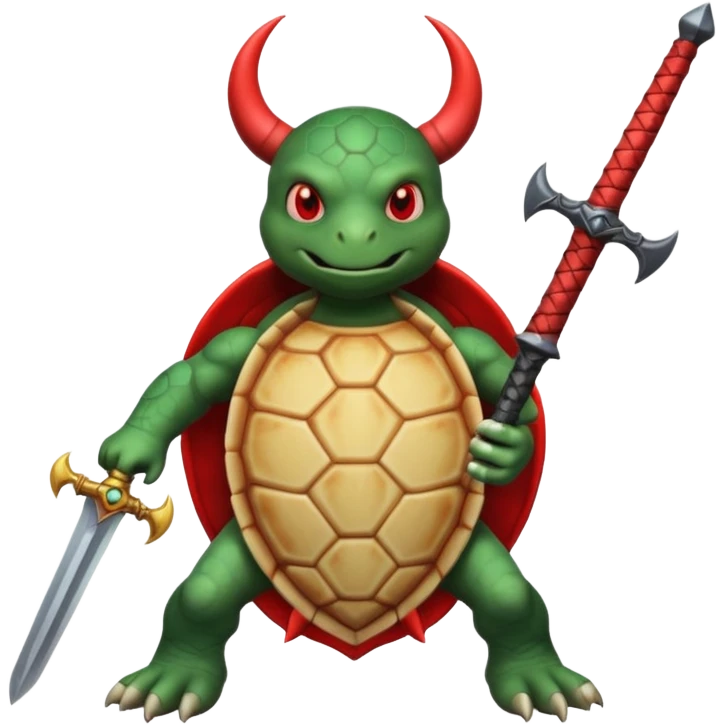 A devil in a turtle carapace add devil sword emoji