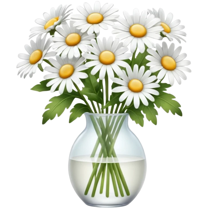 White daisy bouquet in a glass vase emoji