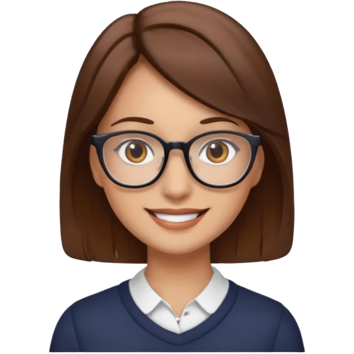 Women brown eye and brown hair with glasses snfearing emoji