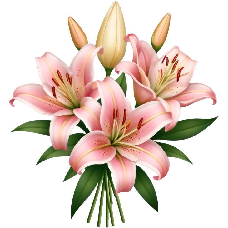 Blush Pink and Champagne Pink color lilies bouquet emoji