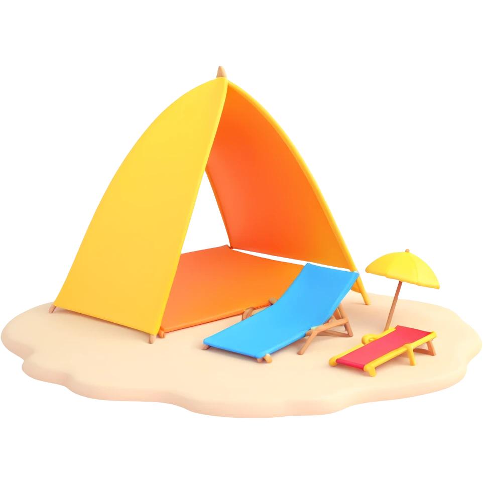 beach with sun and parasol emoji
