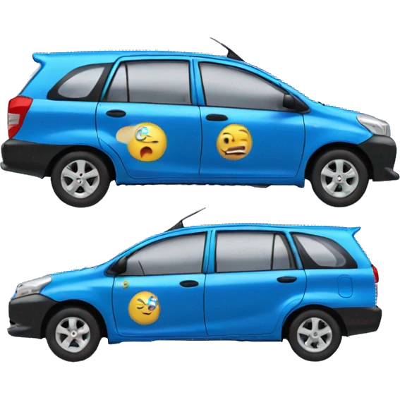 blue toyota avanza taxi emoji, 3/4 side view emoji