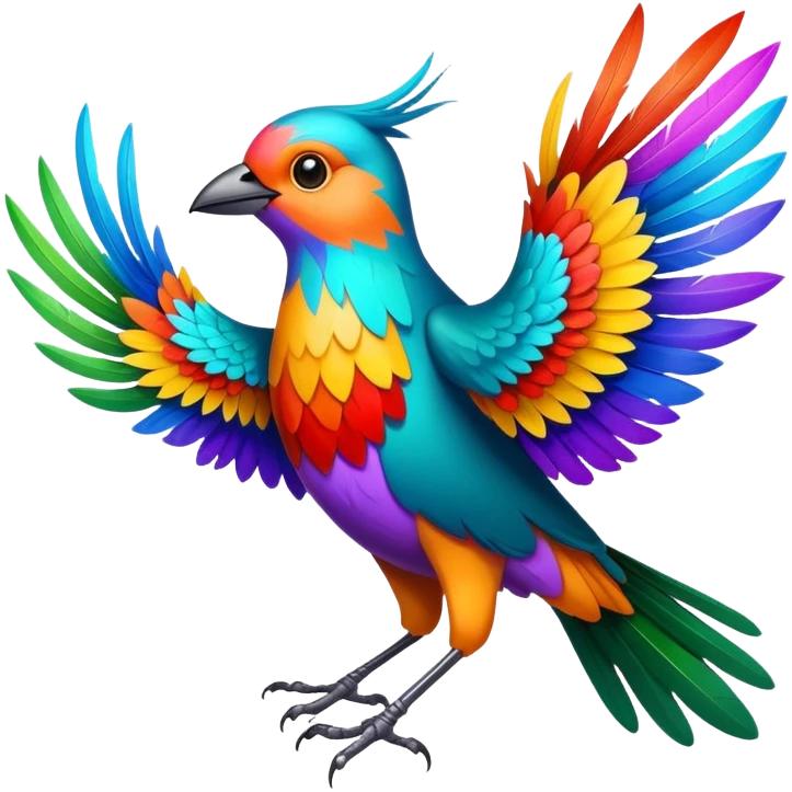 cuckoo bird with colorful feathers emoji