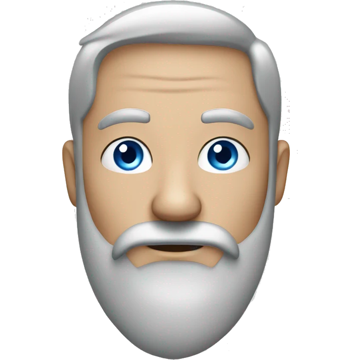 blue eyes. long grey beard. behind laptop. male.  emoji