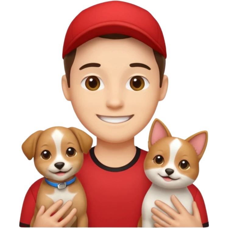 pet lover, red shirt. emoji