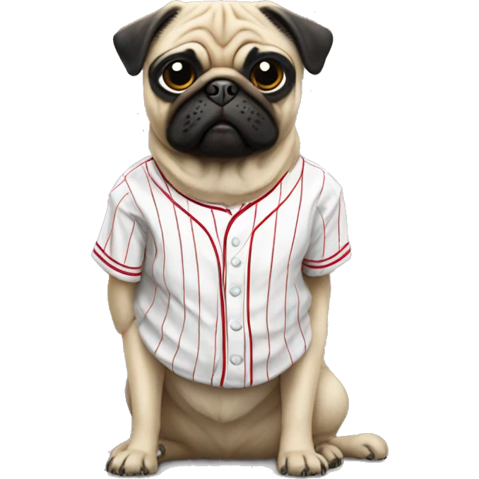 A pug wearing philles baseball merch emoji