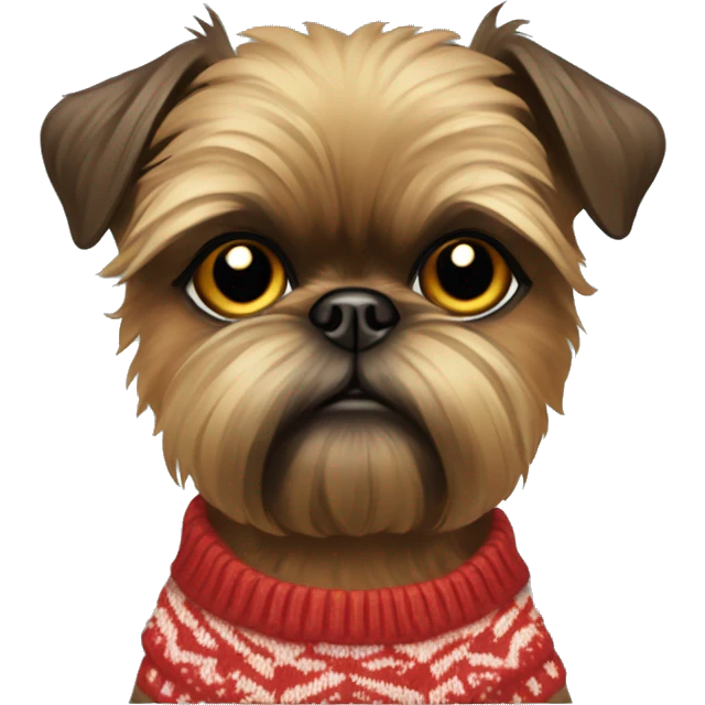 Short hair Brussels griffon dog in sweater emoji