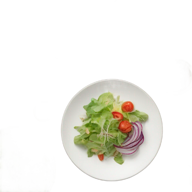 The list of ingredients next to a plate of salad emoji