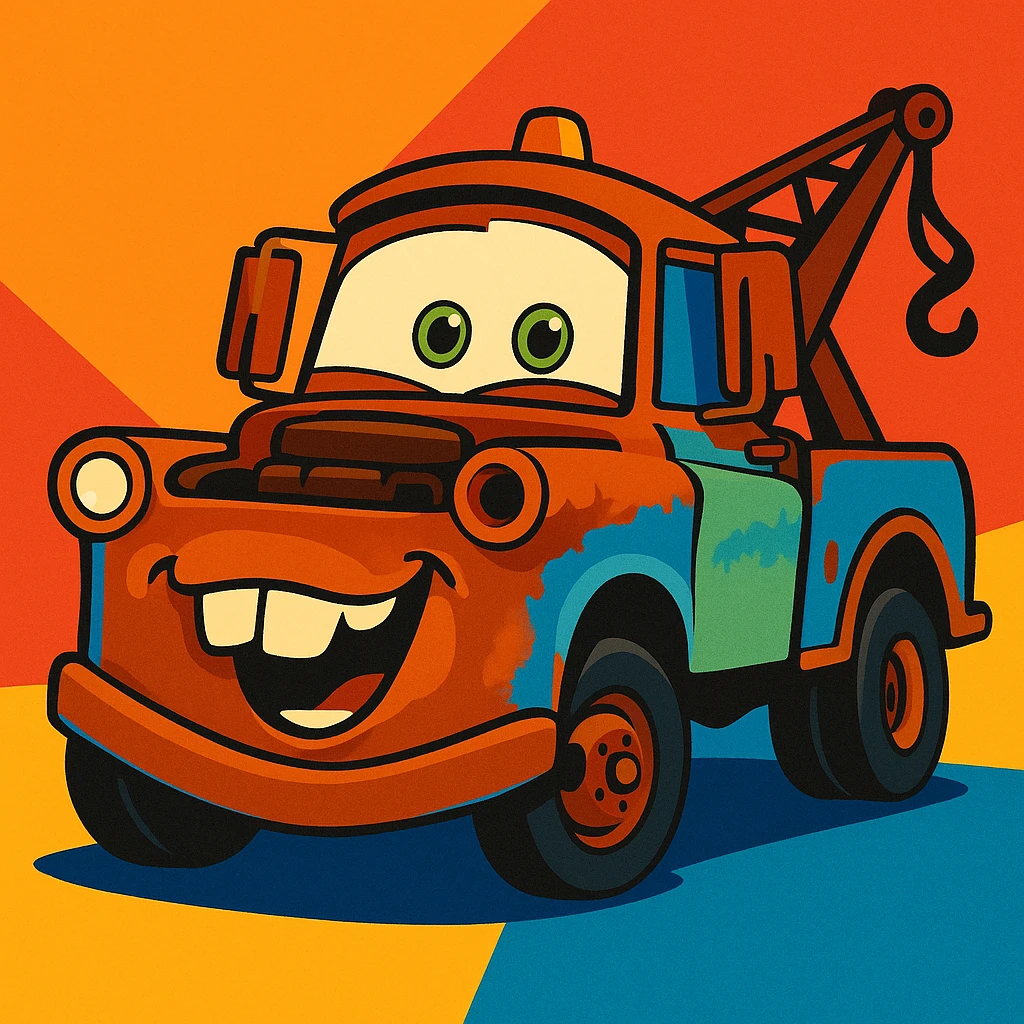 smiling Mater from Cars, Pixar-inspired style emoji