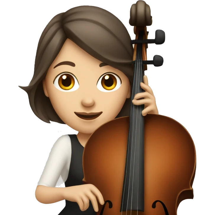 white brunette woman playing cello emoji
