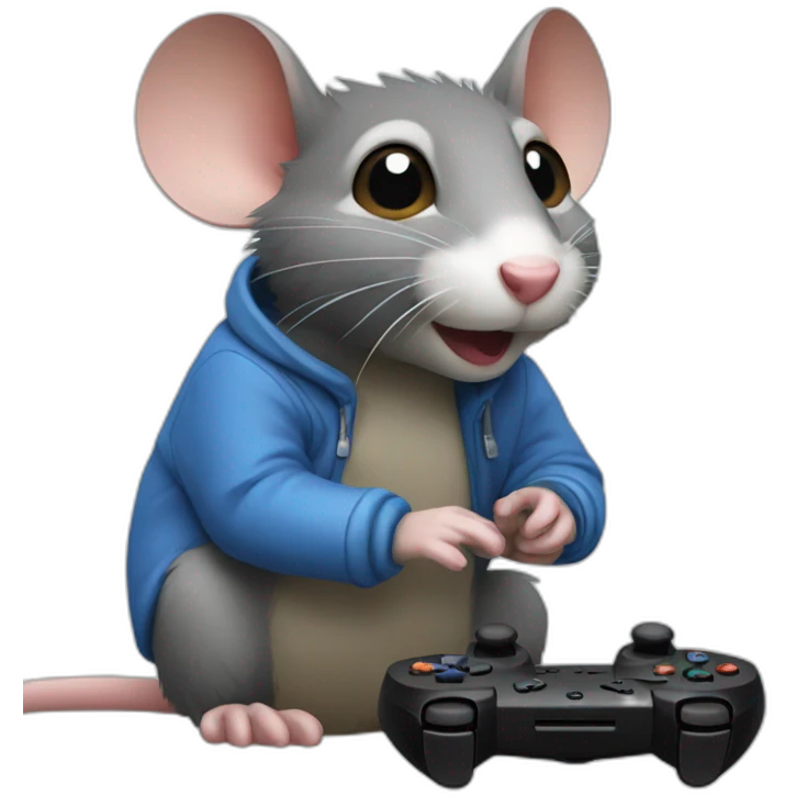 Un rat qui joue à la PlayStation emoji
