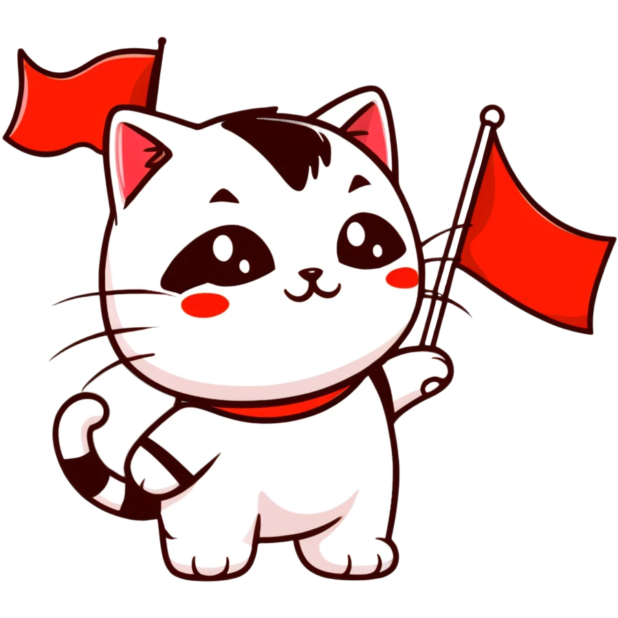 revolutionary communist cat with red flag and soviet uniform emoji