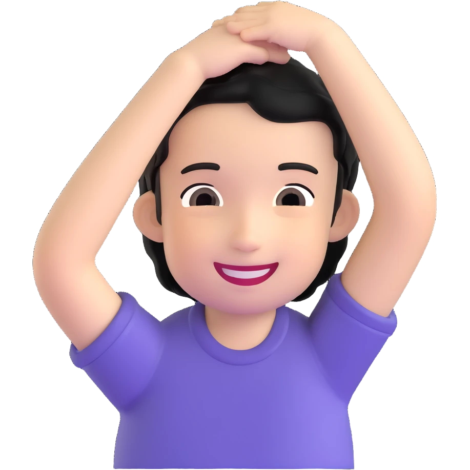 embarrassed smiling boy with hand behind head and black hair emoji