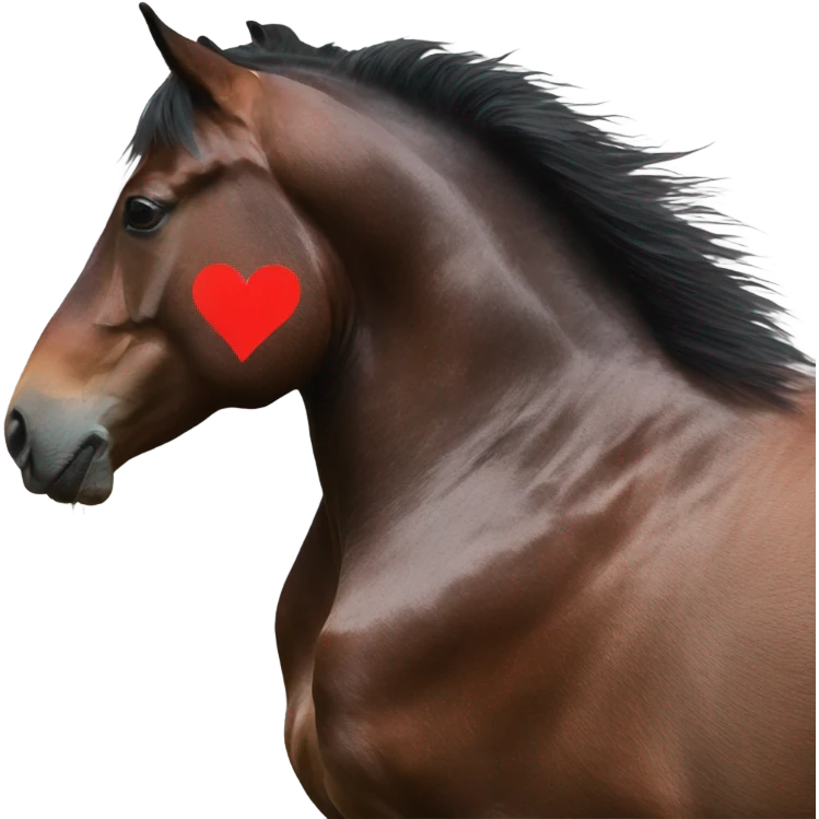 Horse shadow centered within a red heart emoji