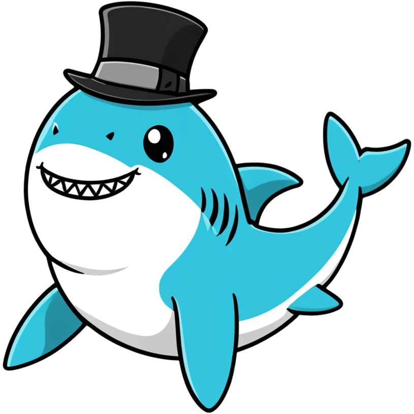Shark with a top hat emoji