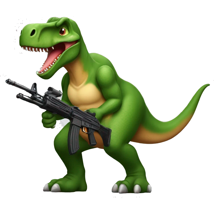 Dinosaur holding a AK-47 emoji
