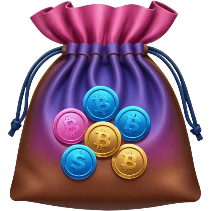 Coins inside brown leather bag, make bag always brown  color

Coins inside gradient color - Blue to pink emoji