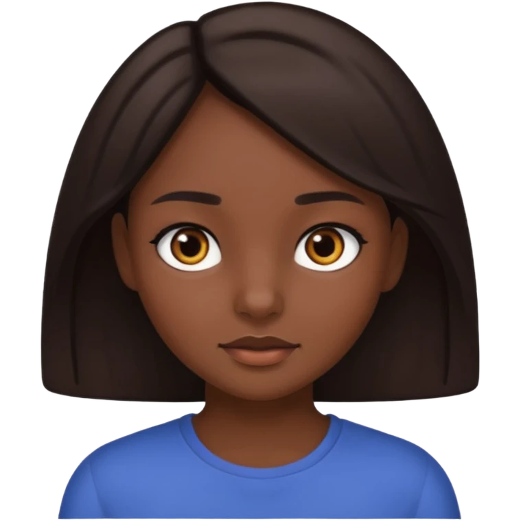 Girl with dark brown hair,dark brown eyes,dark skin emoji