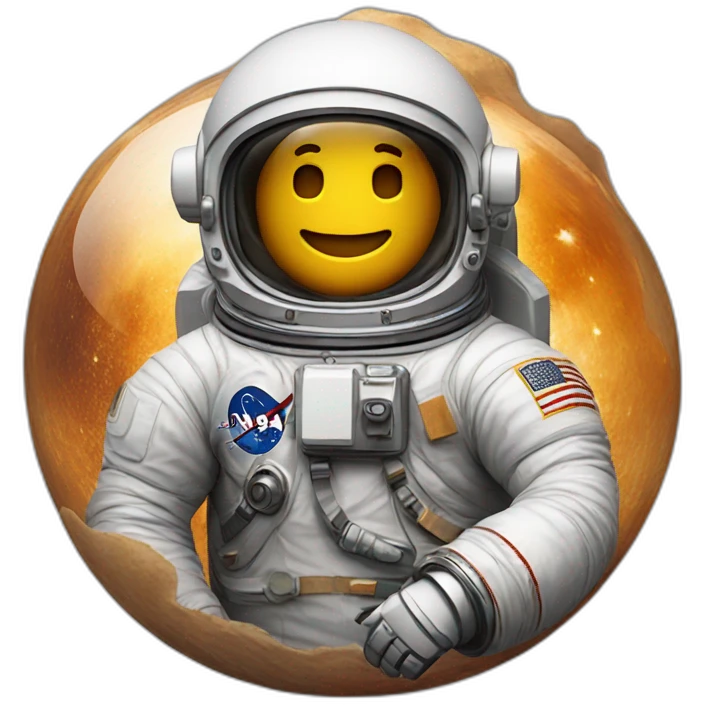 Astronaut with helmet closed floating on a whiskey bottle emoji