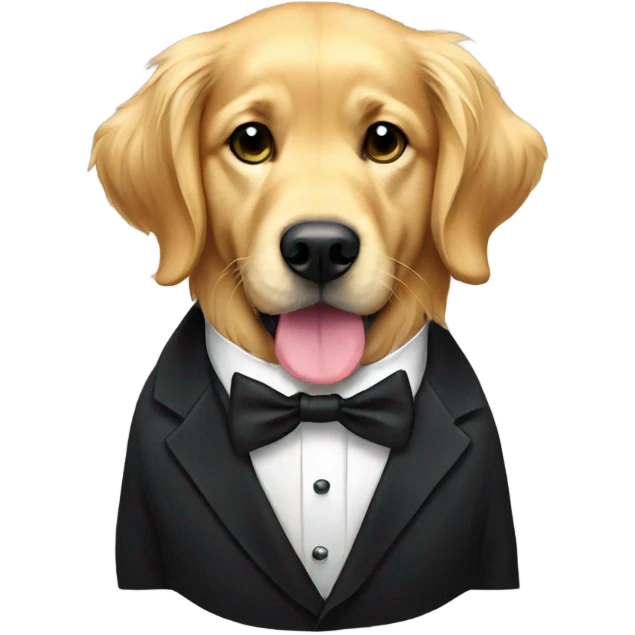 Golden retriever in a tuxedo emoji
