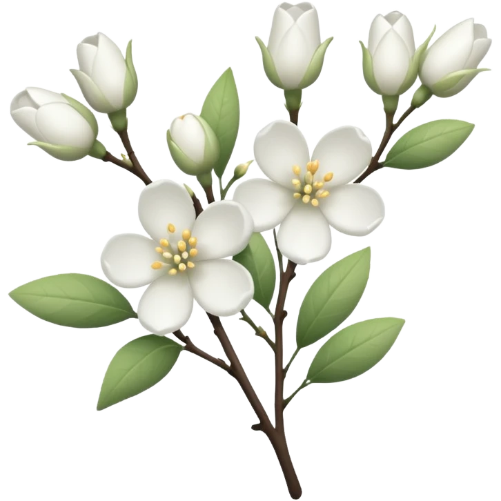 a branch with flowering white buds and flowers emoji