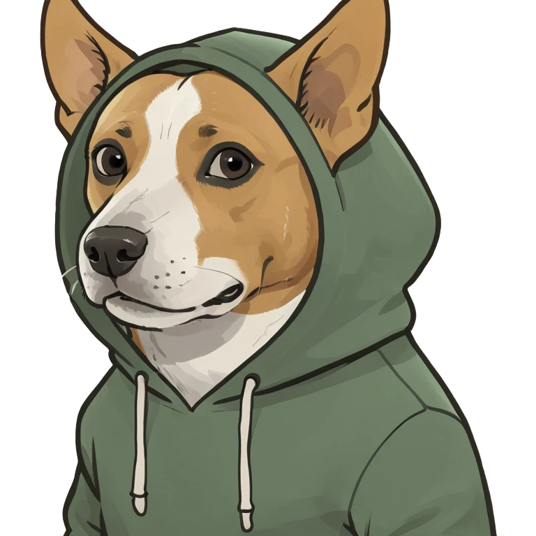 Dog wearing hoodie emoji